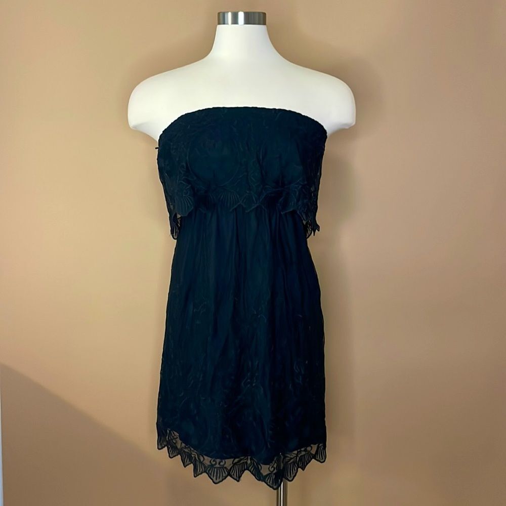 Express Lace Tube Top Boho Peasant Dress Black Women's Size S Strapless